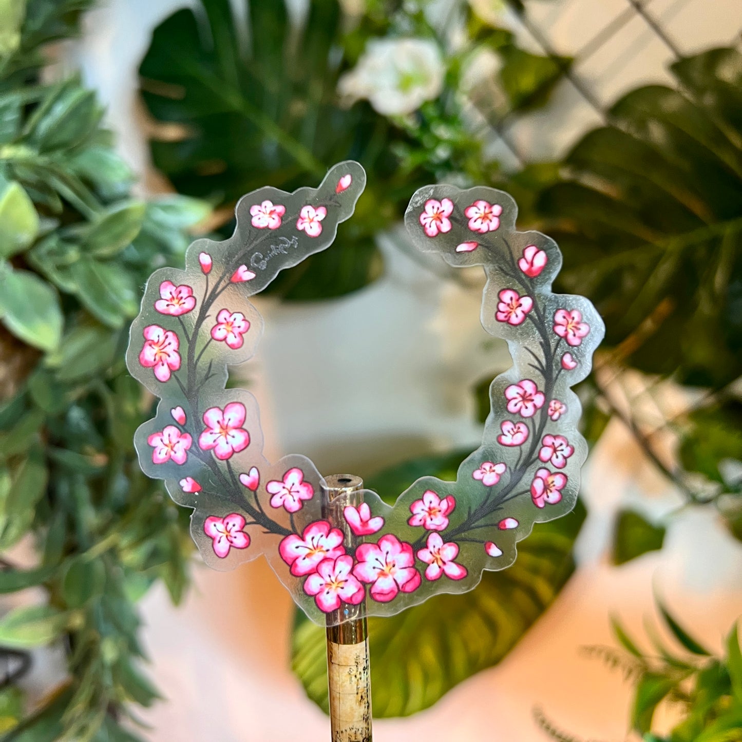 Sakura Wreath Clear Sticker
