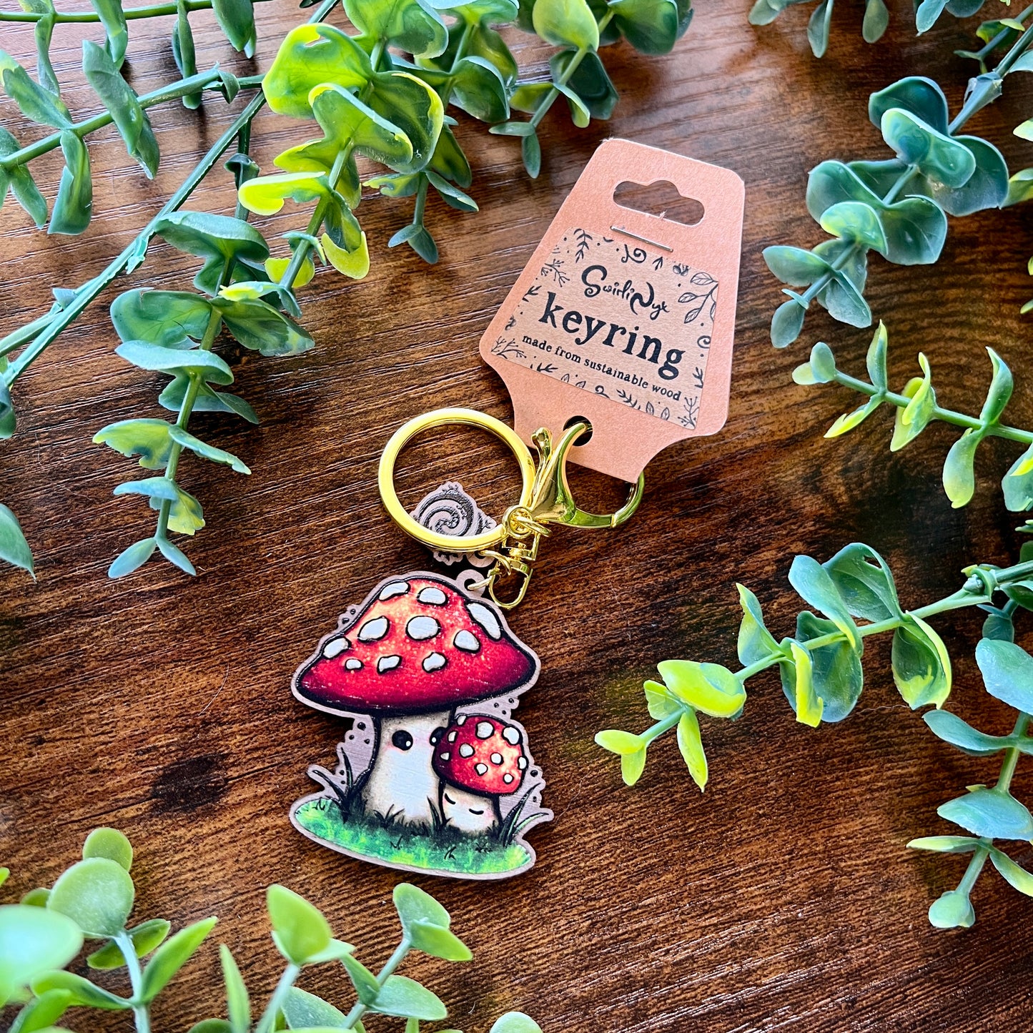 Mushie Mama Wooden Keyring