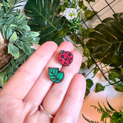 Ladybird Wooden Earrings