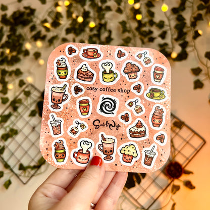 Latte Cosy Coffee Shop Sticker Sheet