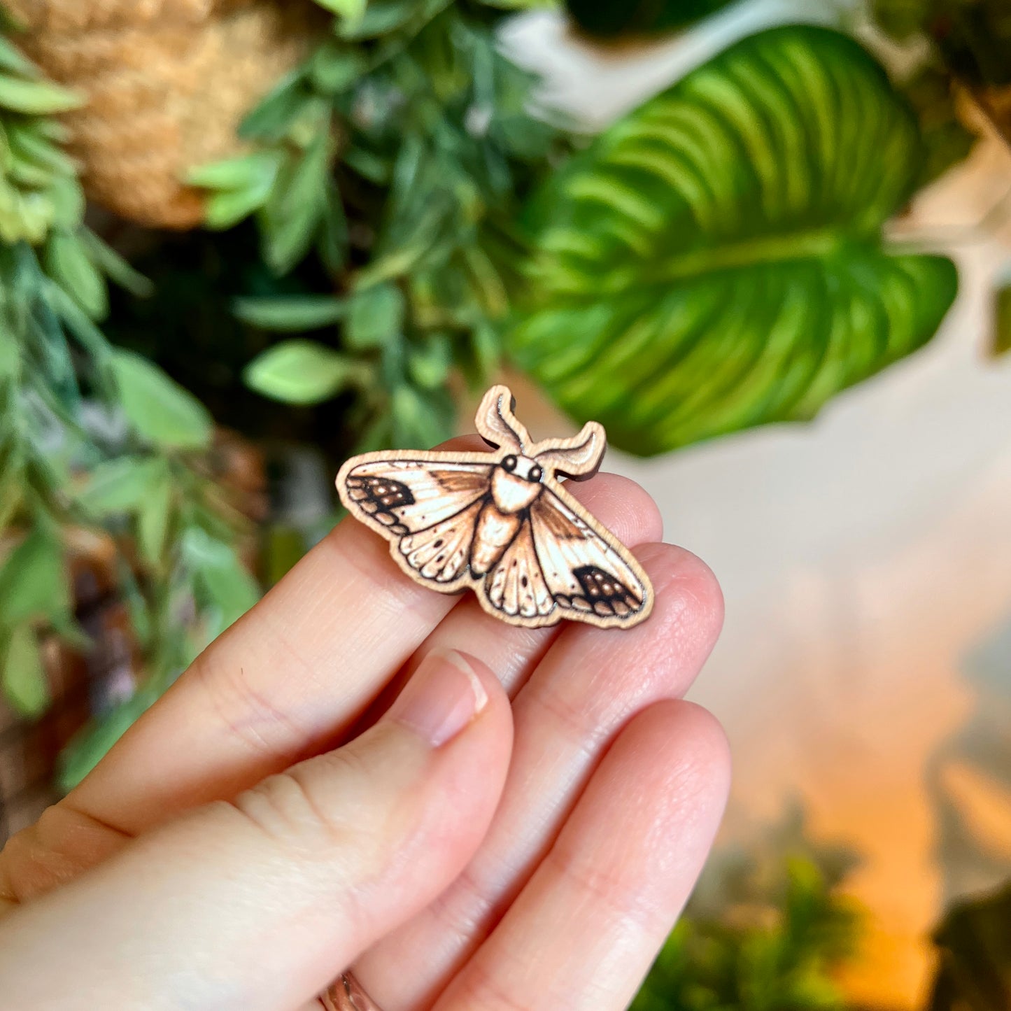 Brown Moth Wooden Pin