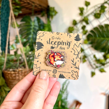 Sleeping Fox Wooden Pin