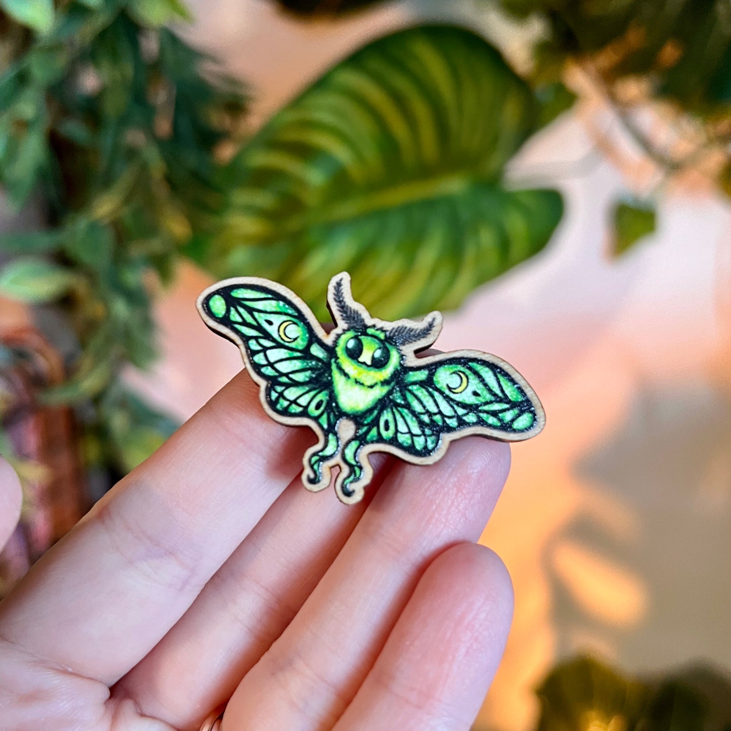 Lunie the Moth Wooden Pin