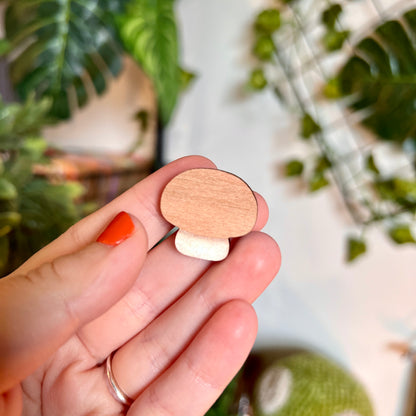 Chestnut Mushroom Wooden Pin