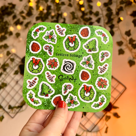 Green Festive Foliage Sticker Sheet