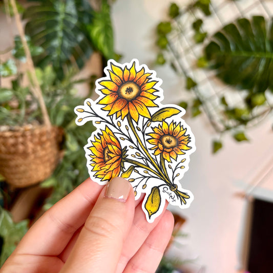 Sunflower Bunch Clear Sticker
