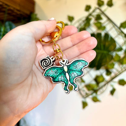 Lunar Moth Wooden Keyring