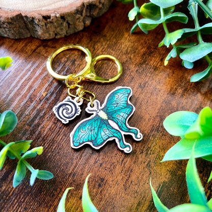 Lunar Moth Wooden Keyring