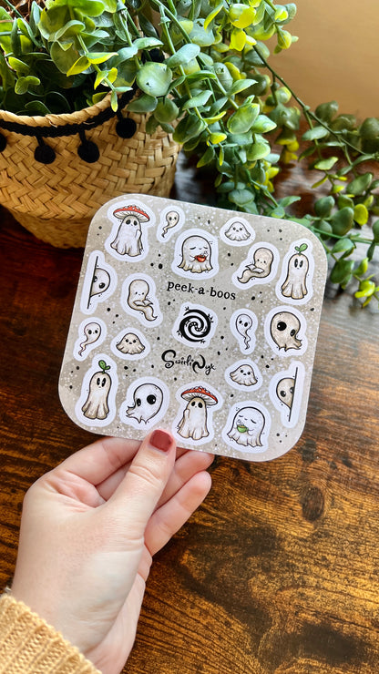 White Peek-a-Boos Sticker Sheet