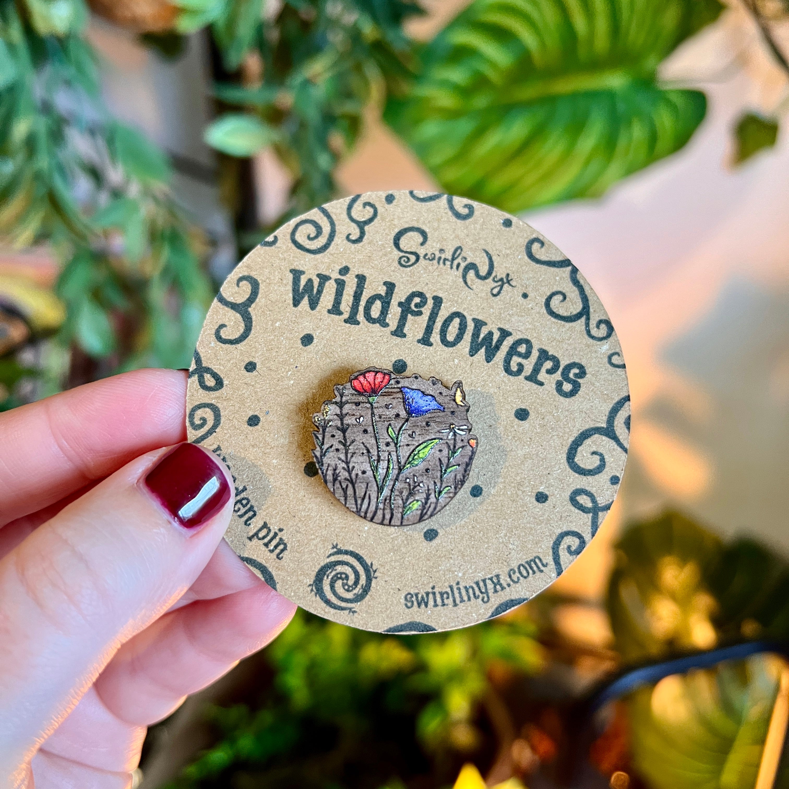 Wildflowers Wooden Pin