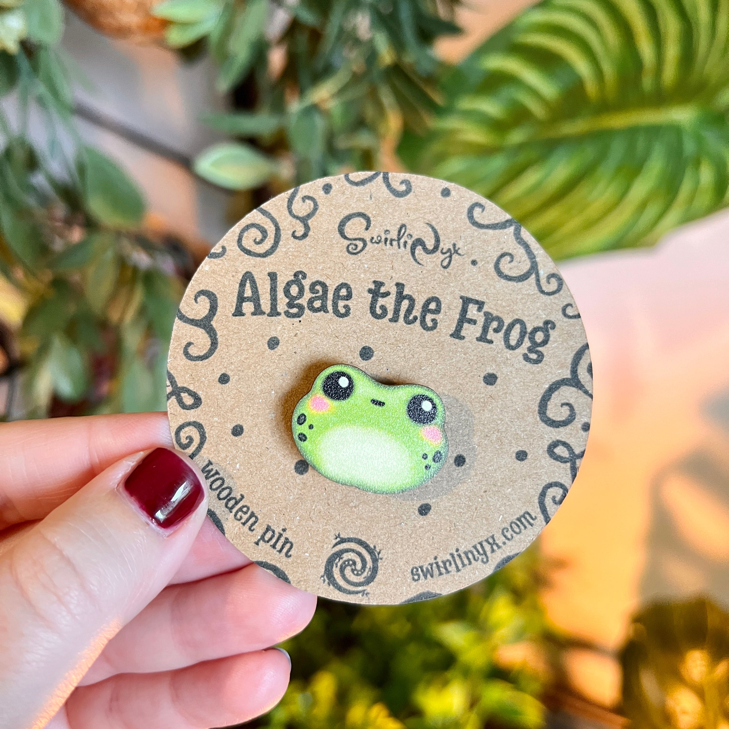 Algae the Frog Wooden Pin