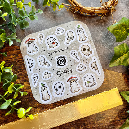 White Peek-a-Boos Sticker Sheet
