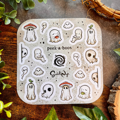 White Peek-a-Boos Sticker Sheet