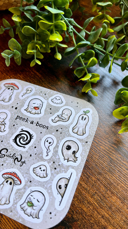 White Peek-a-Boos Sticker Sheet
