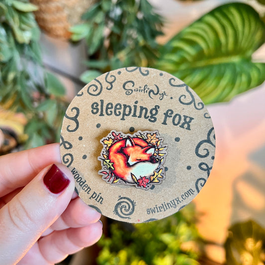 Sleeping Fox Wooden Pin