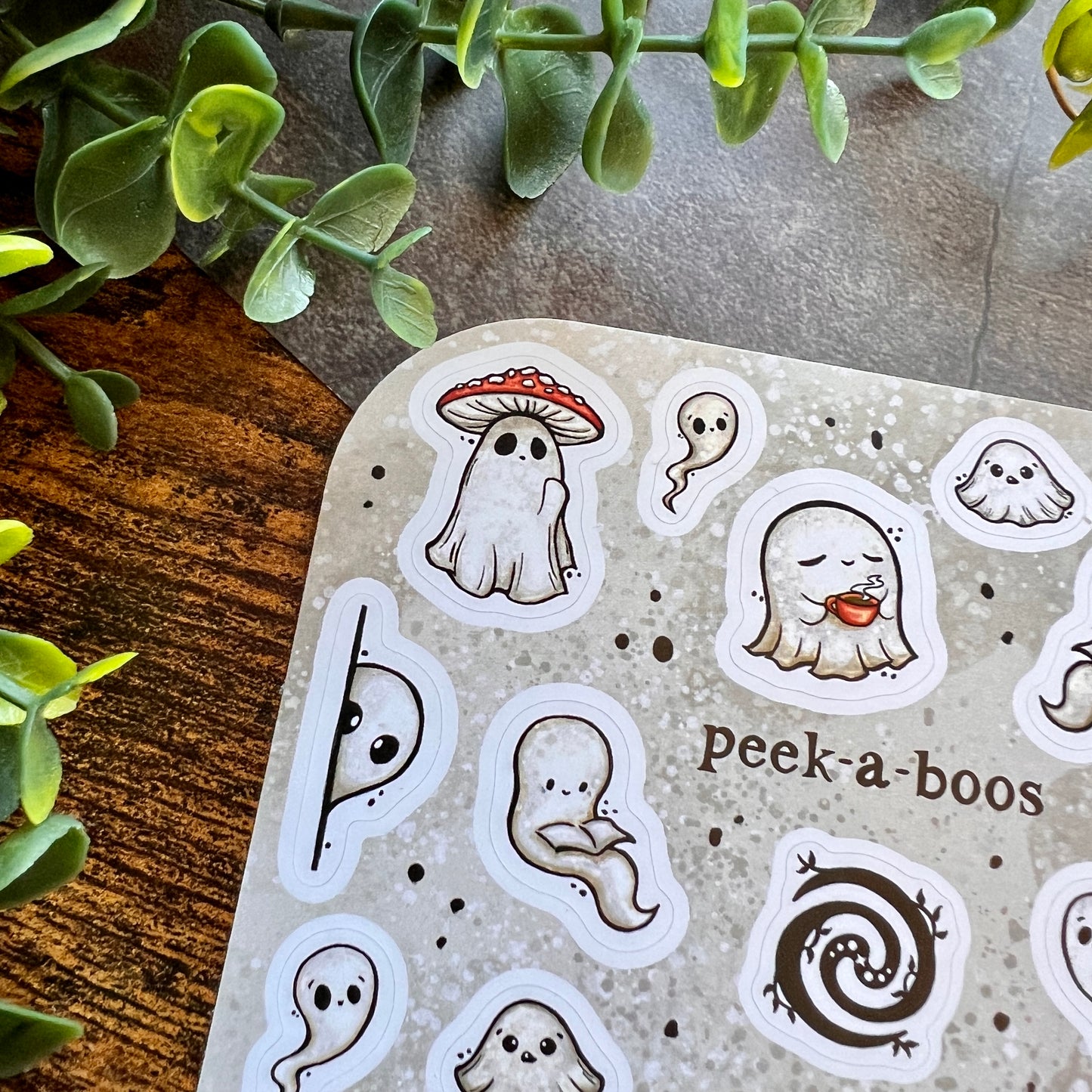 White Peek-a-Boos Sticker Sheet