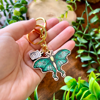 Lunar Moth Wooden Keyring
