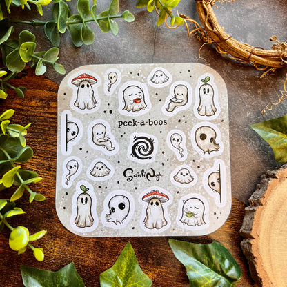 White Peek-a-Boos Sticker Sheet