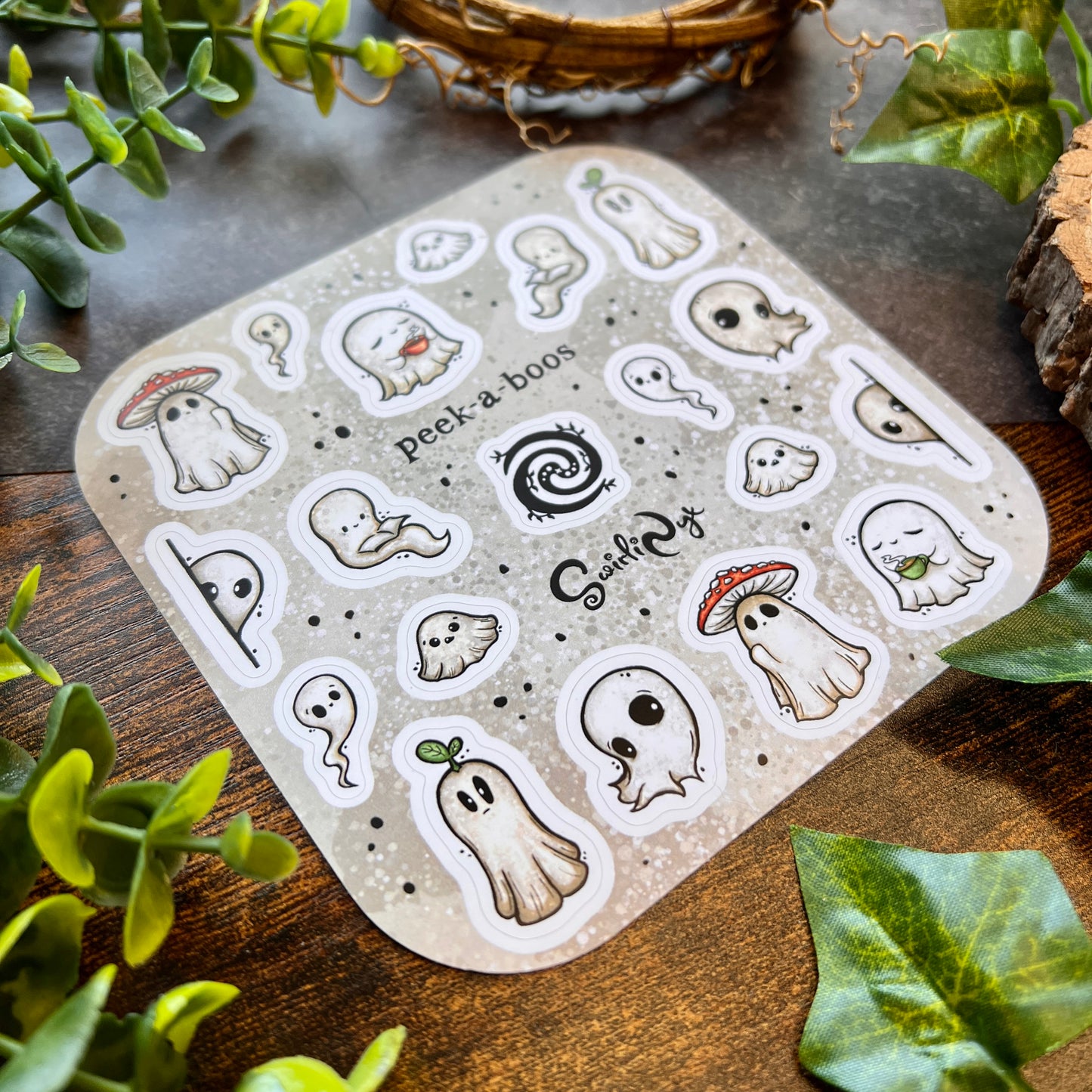 White Peek-a-Boos Sticker Sheet