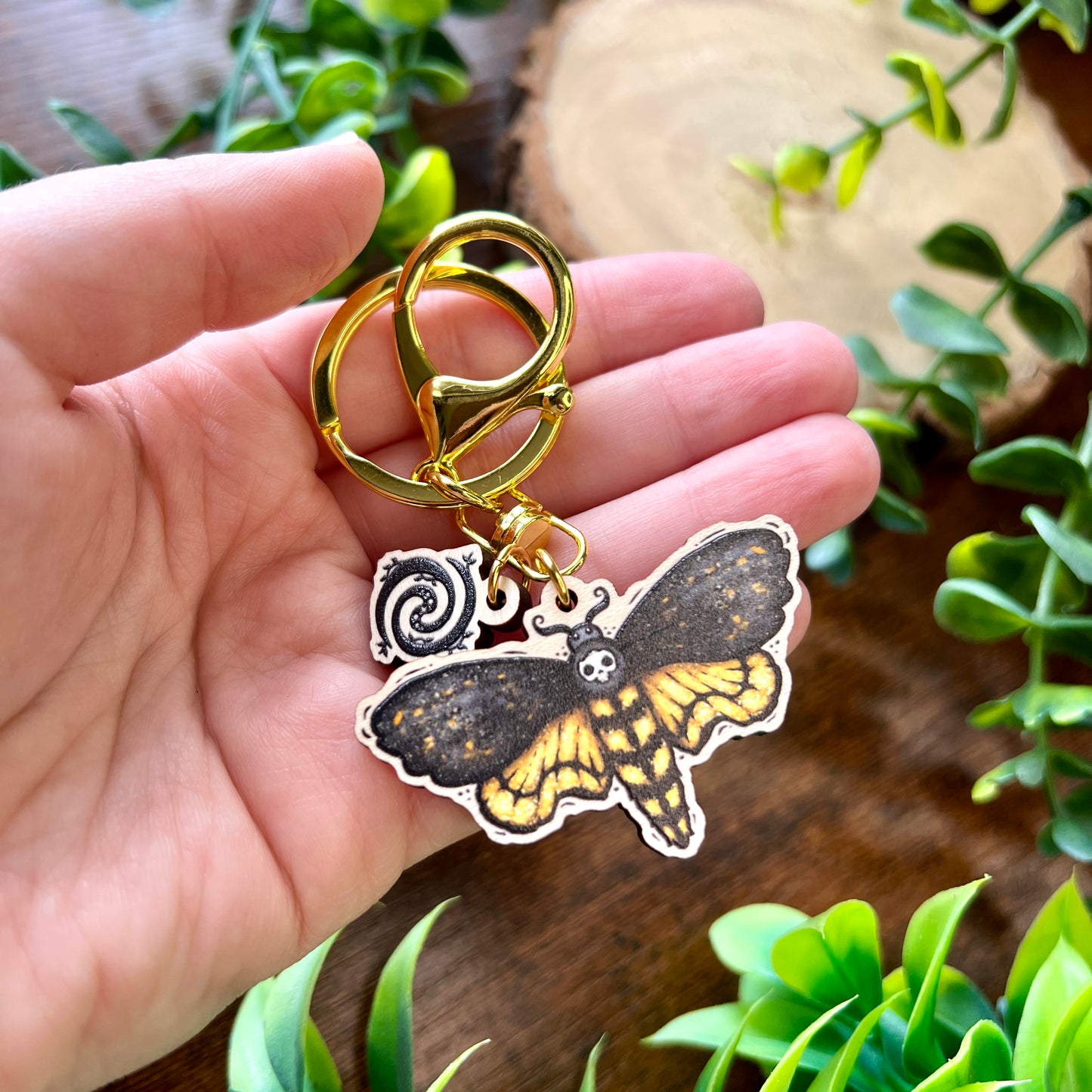 Death Moth Wooden Keyring