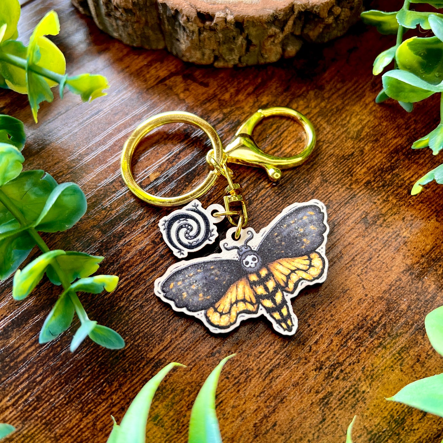 Death Moth Wooden Keyring