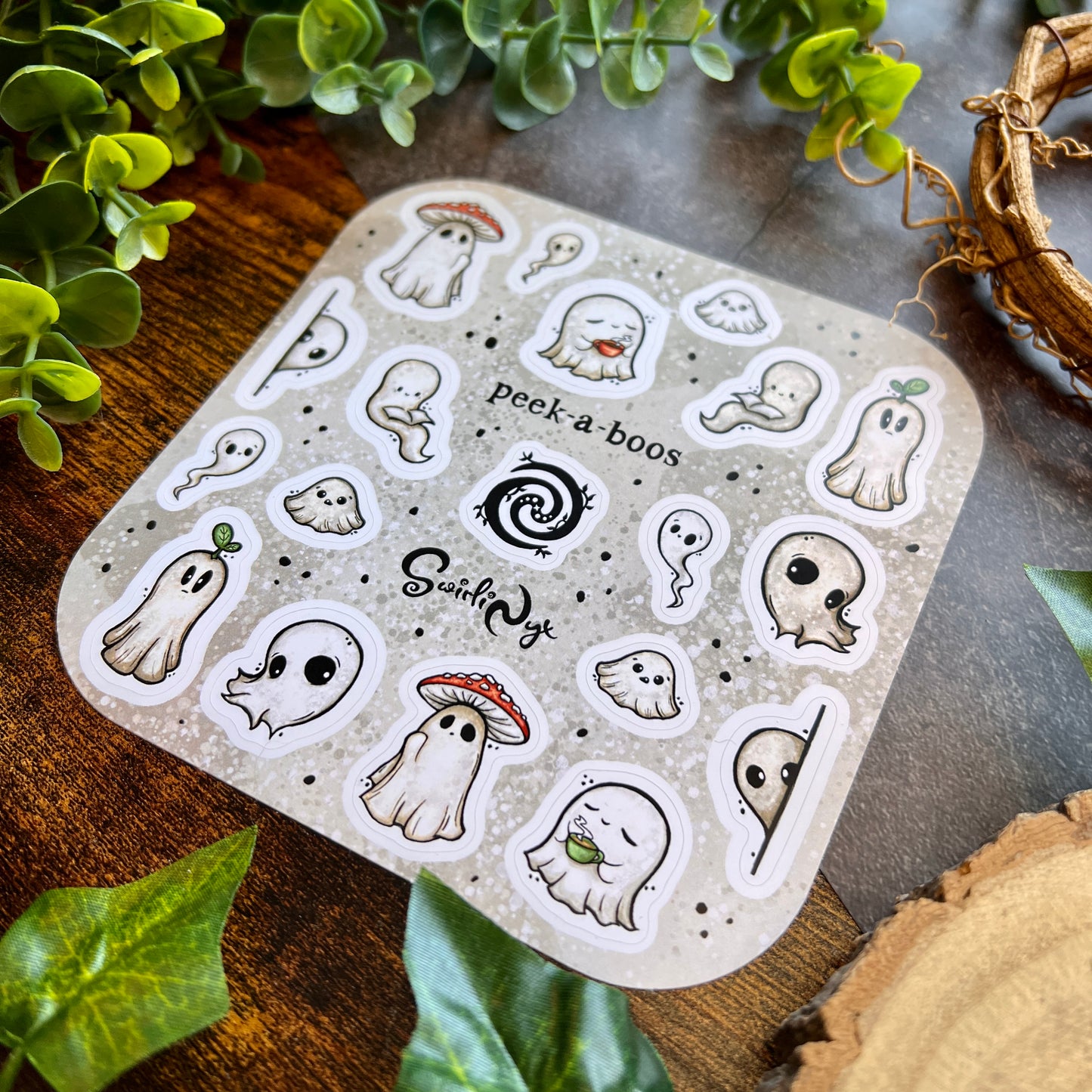 White Peek-a-Boos Sticker Sheet