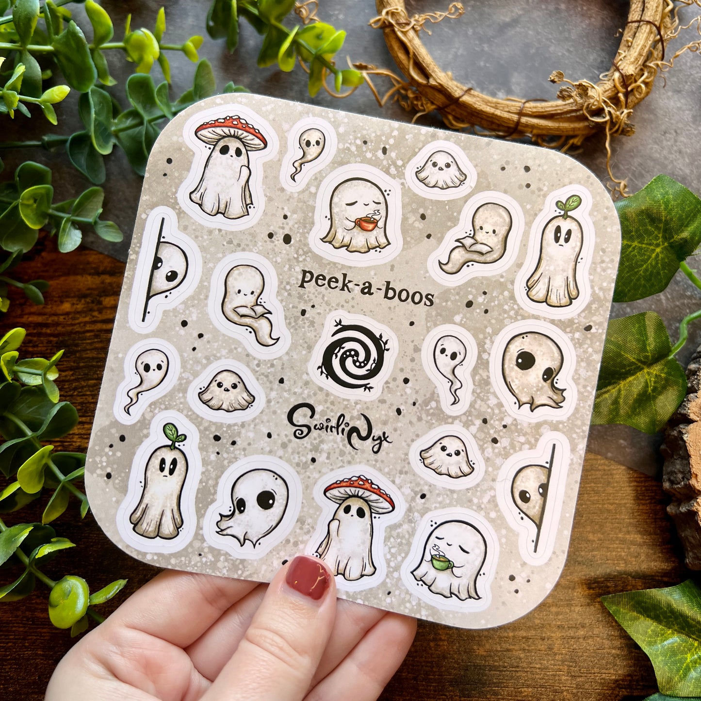 White Peek-a-Boos Sticker Sheet
