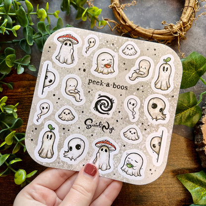 White Peek-a-Boos Sticker Sheet