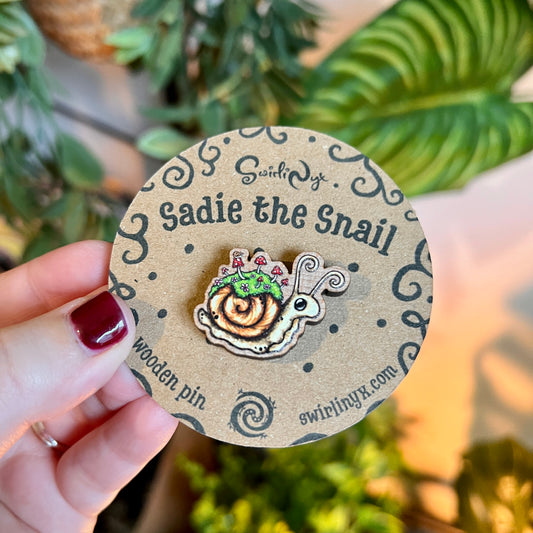 Sadie the Snail Wooden Pin