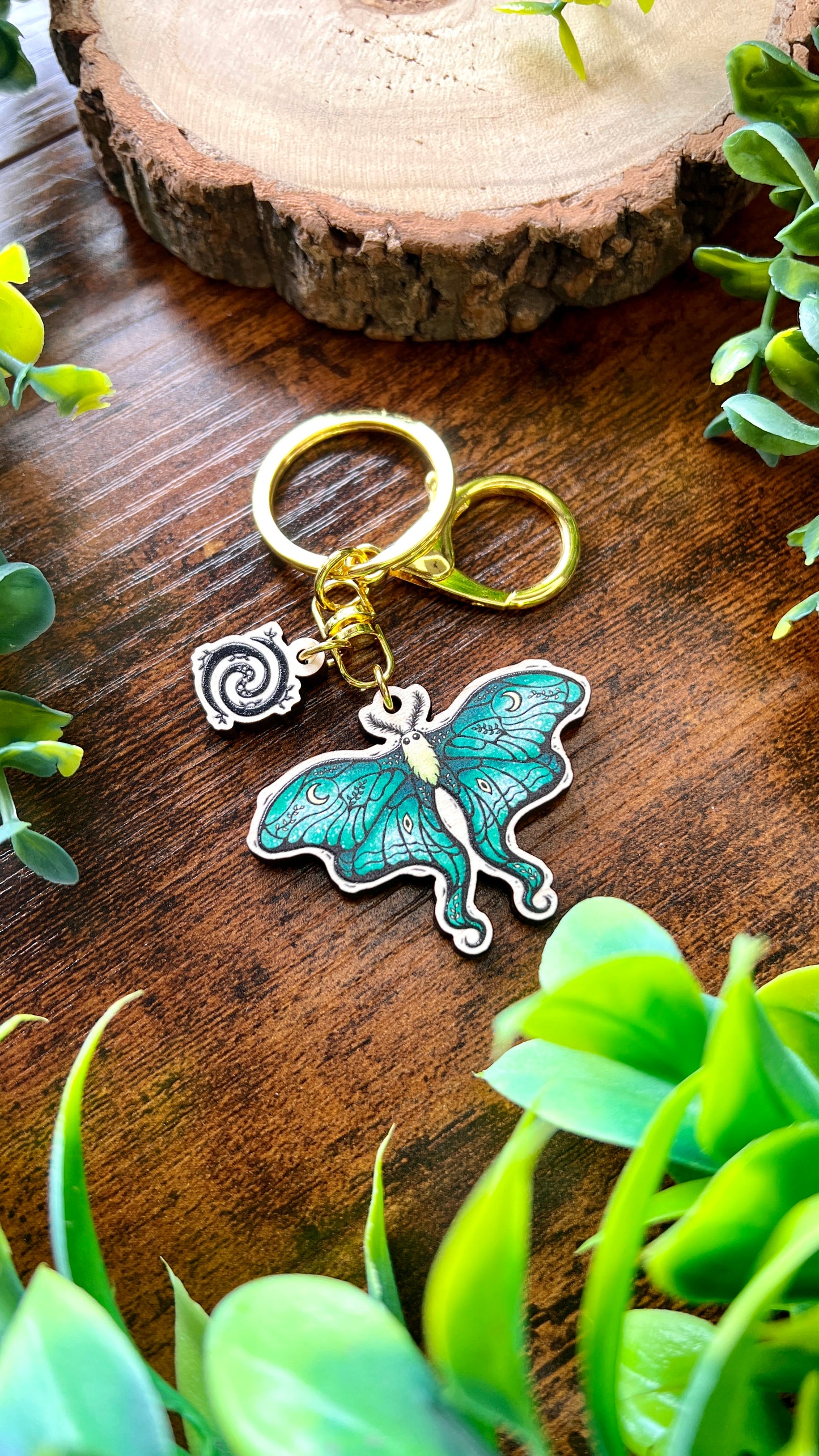 Lunar Moth Wooden Keyring