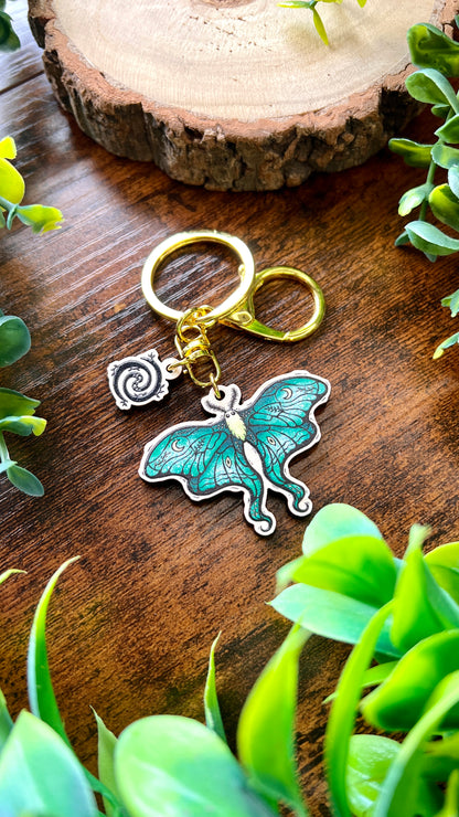 Lunar Moth Wooden Keyring