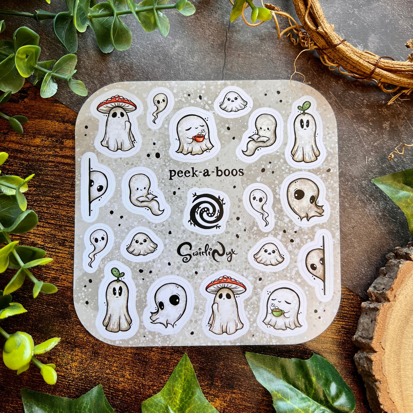 White Peek-a-Boos Sticker Sheet