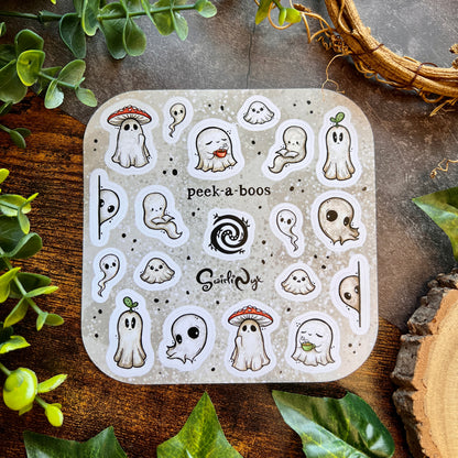 White Peek-a-Boos Sticker Sheet