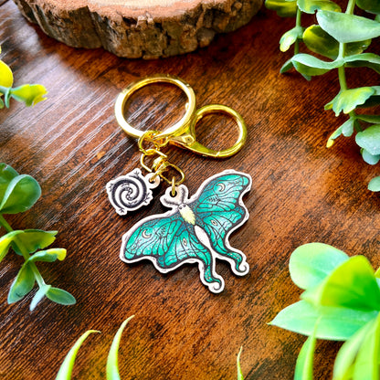 Lunar Moth Wooden Keyring