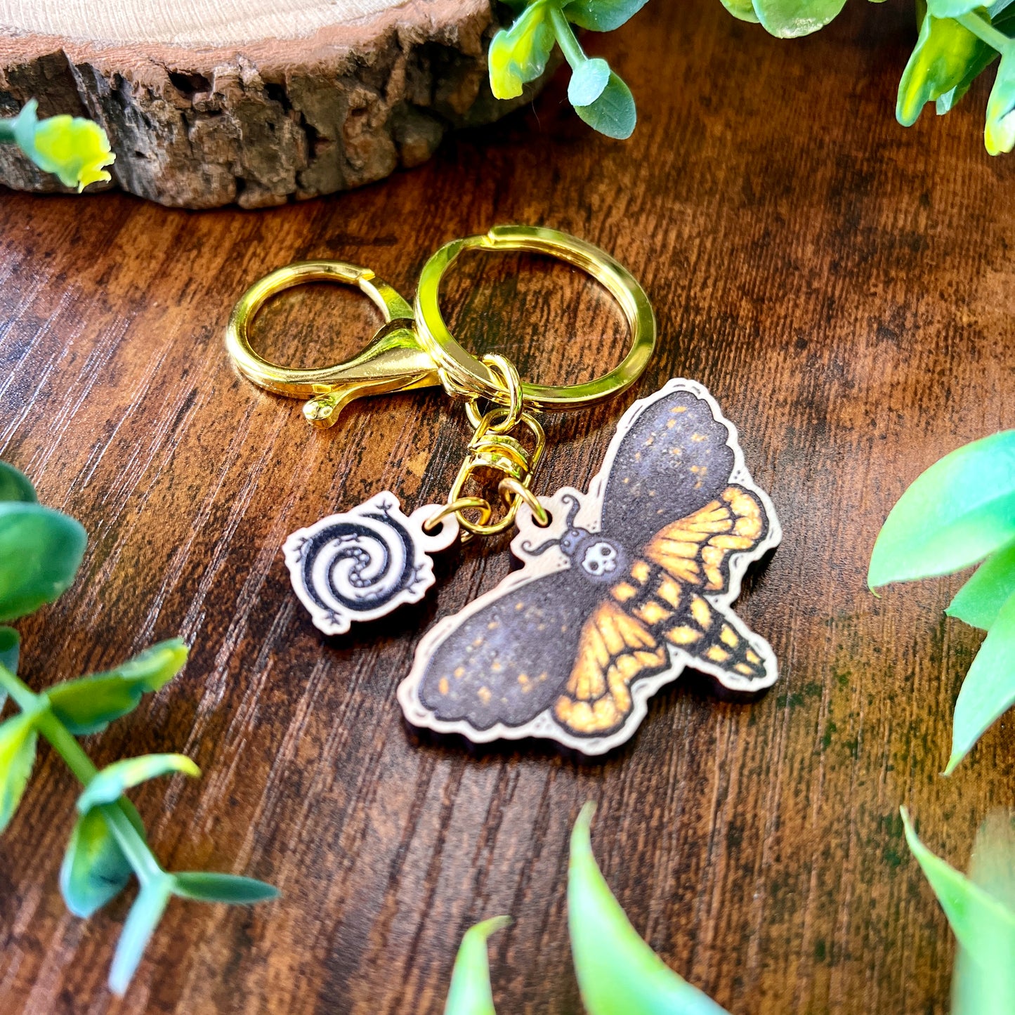 Death Moth Wooden Keyring
