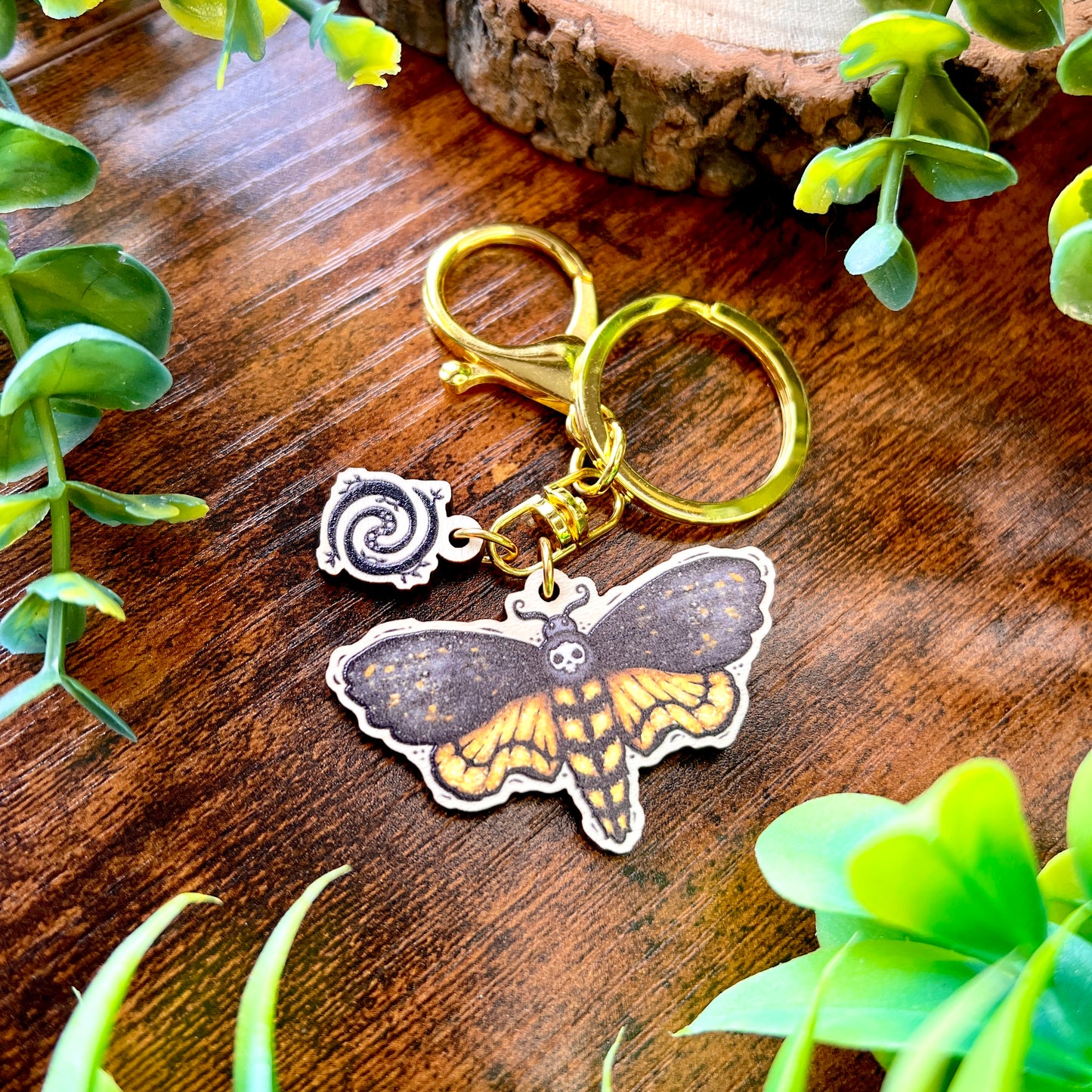 Death Moth Wooden Keyring