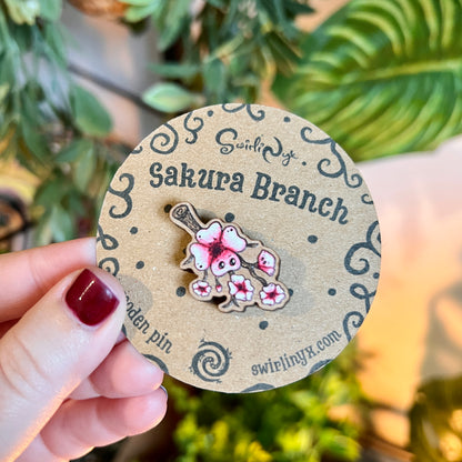 Sakura Branch Wooden Pin