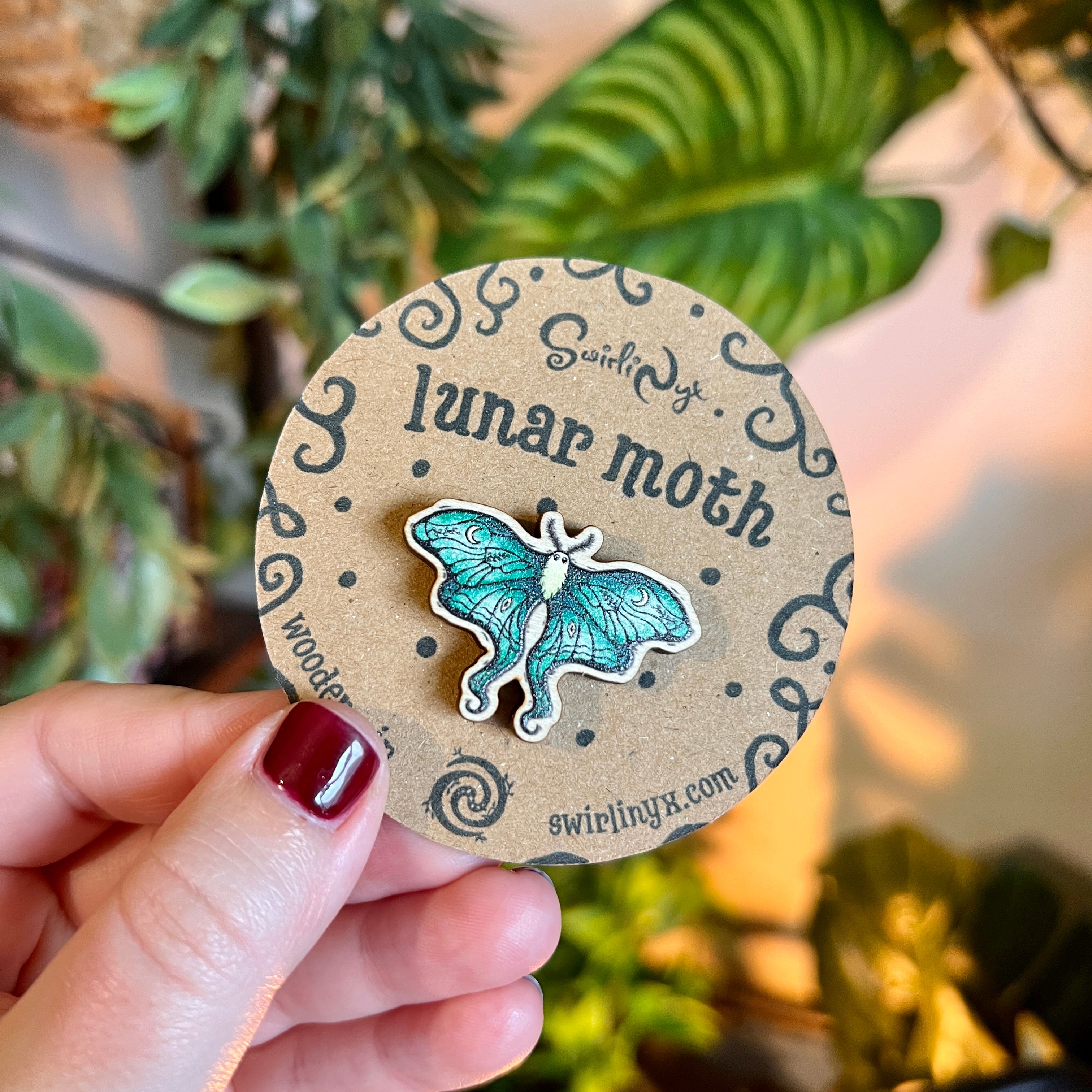 Lunar Moth Wooden Pin
