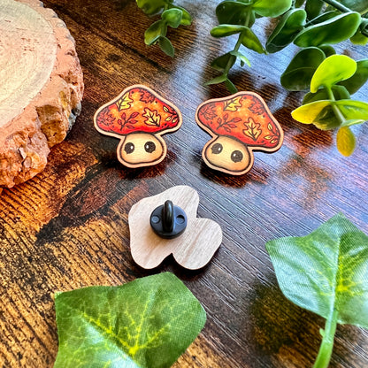 Maple the Mushroom Wooden Pin