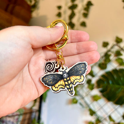 Death Moth Wooden Keyring