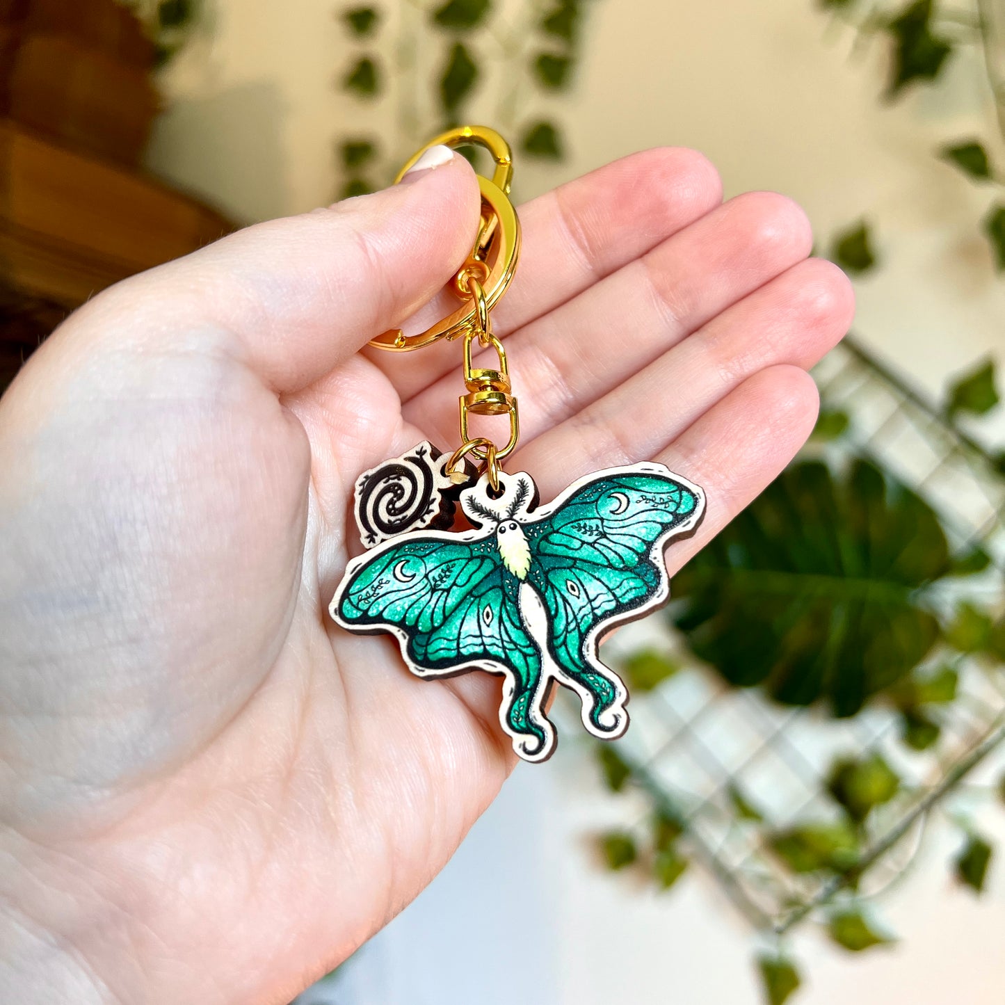Lunar Moth Wooden Keyring