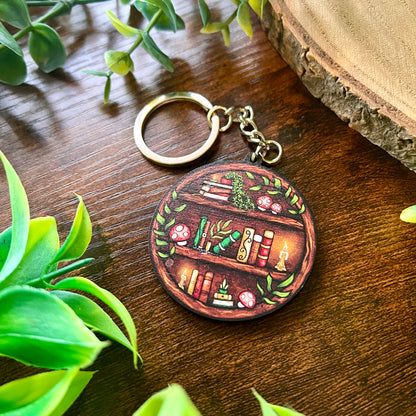 Round Bookshelf Wooden Keyring
