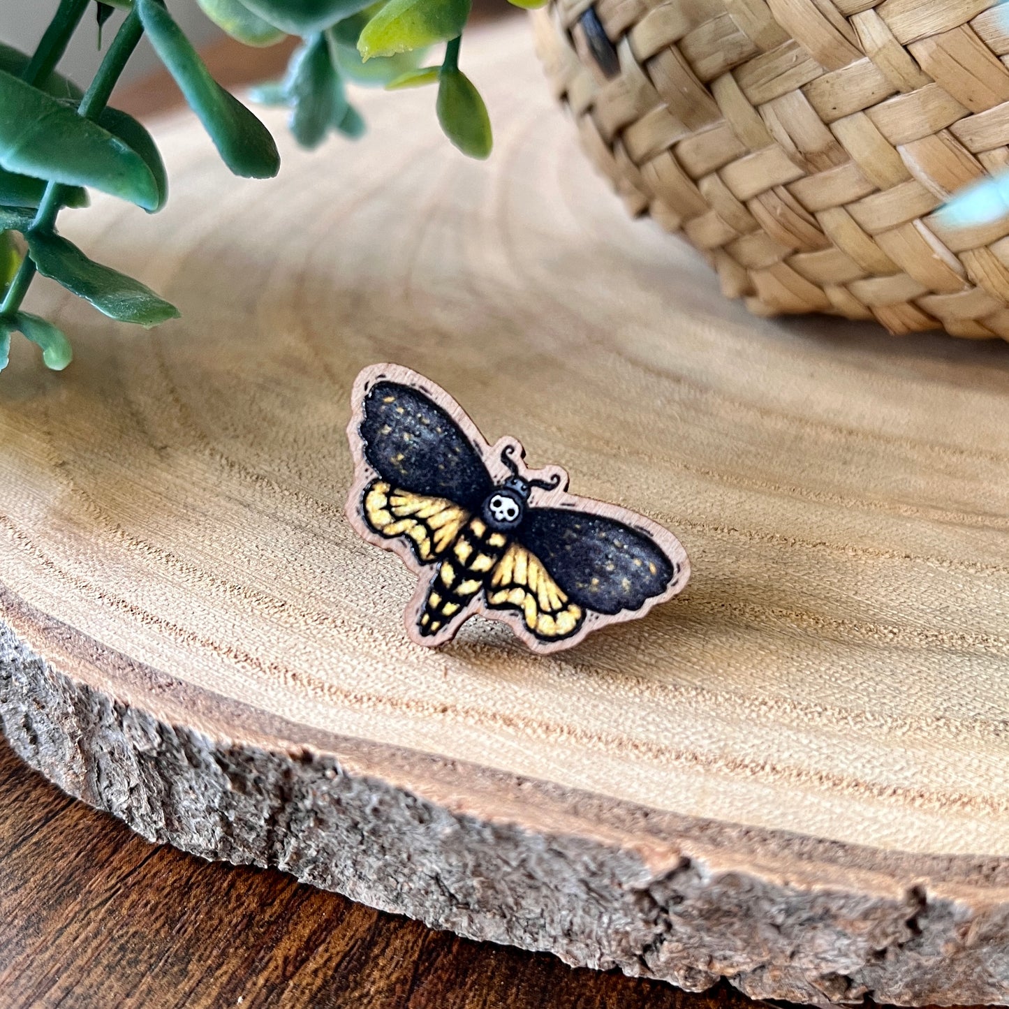 Death Moth Wooden Pin