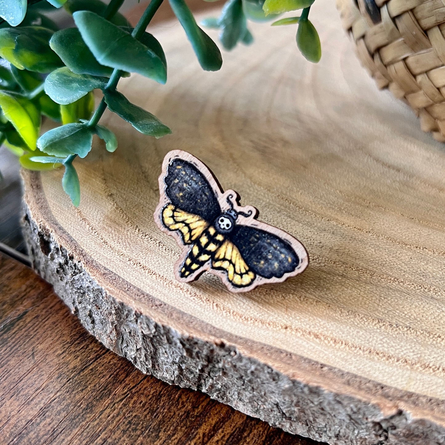 Death Moth Wooden Pin