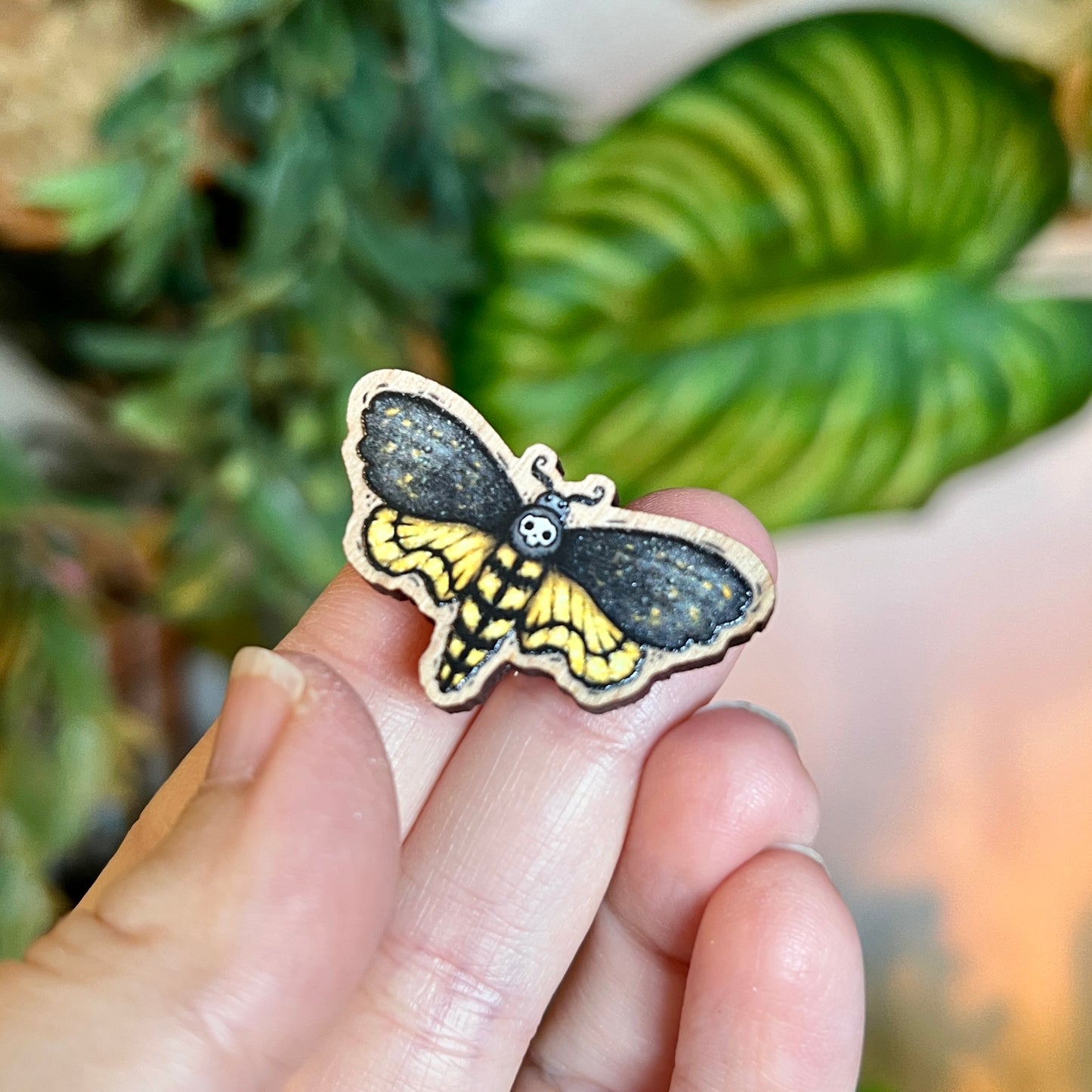 Death Moth Wooden Pin