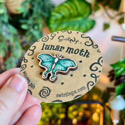 Lunar Moth Wooden Pin