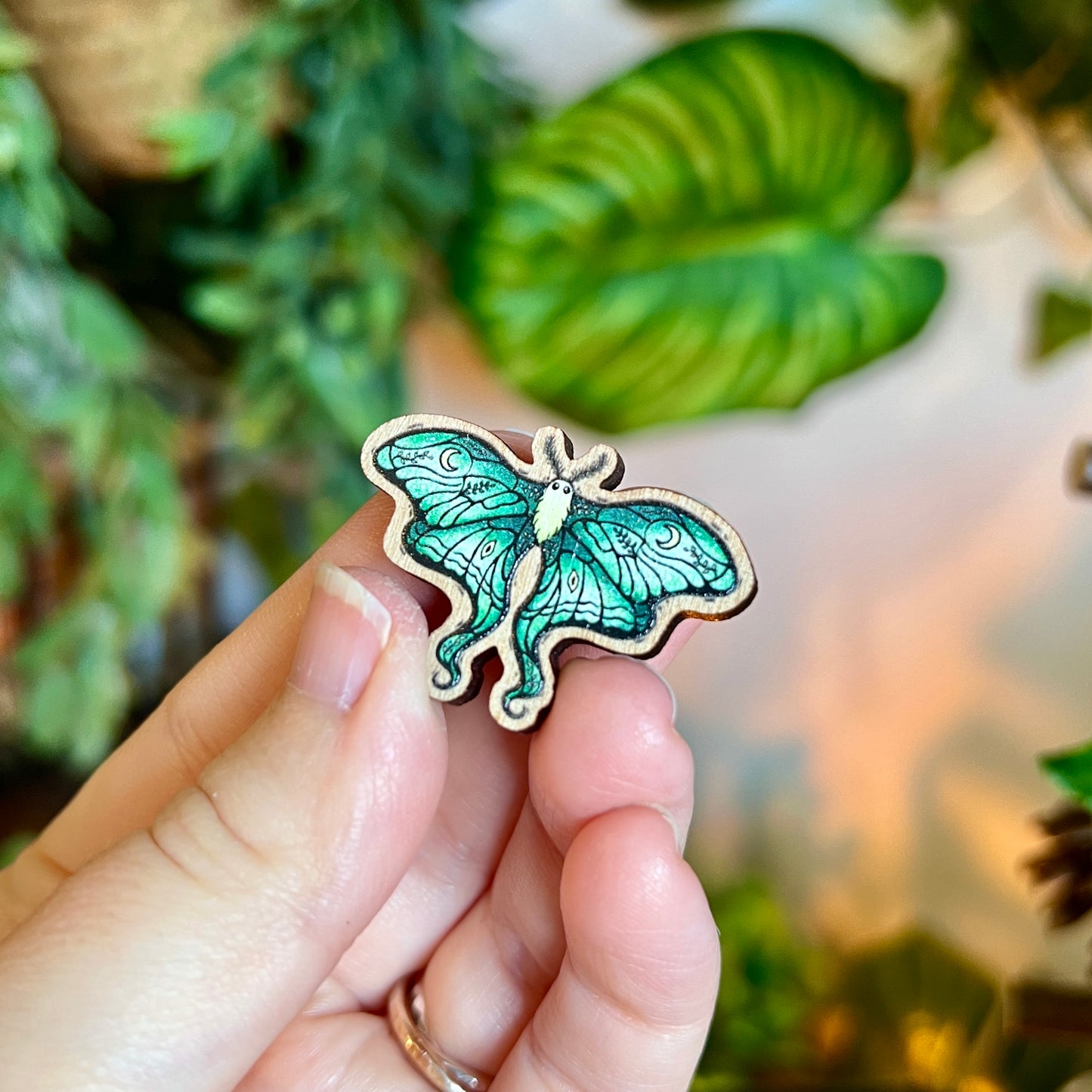 Lunar Moth Wooden Pin