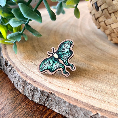 Lunar Moth Wooden Pin