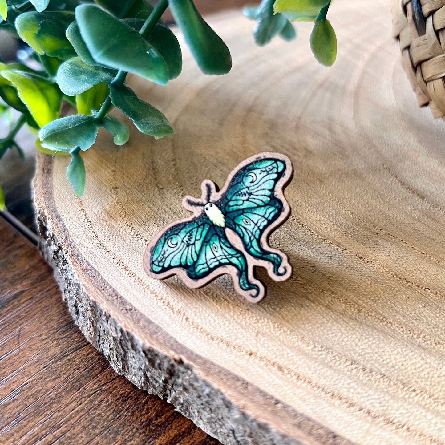 Lunar Moth Wooden Pin