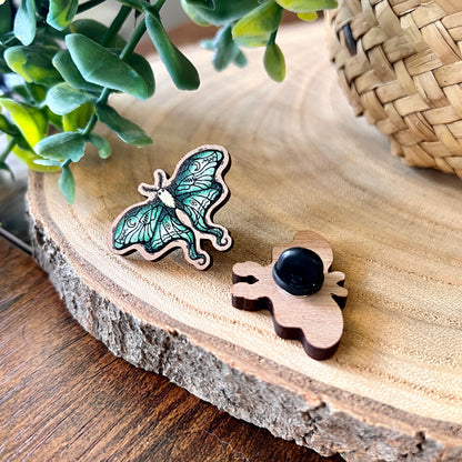 Lunar Moth Wooden Pin